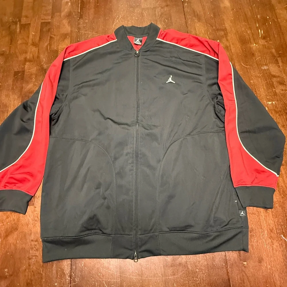 Jordan Track Jacket Mens XXL Black Red White Piping Jumpman Full Zip